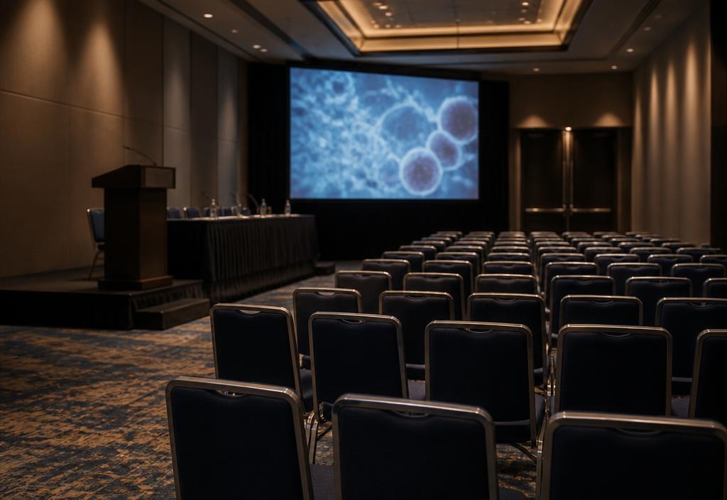 Empty conference auditorium prepared for a scientific symposium